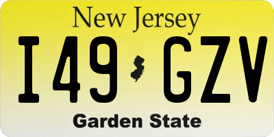 NJ license plate I49GZV