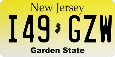 NJ license plate I49GZW