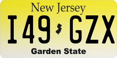 NJ license plate I49GZX