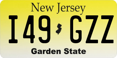 NJ license plate I49GZZ