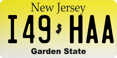 NJ license plate I49HAA