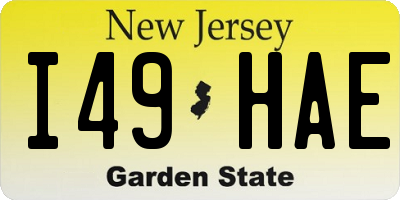 NJ license plate I49HAE