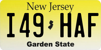 NJ license plate I49HAF