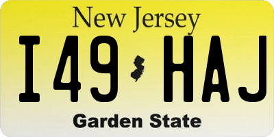 NJ license plate I49HAJ