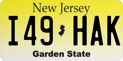 NJ license plate I49HAK