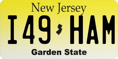 NJ license plate I49HAM
