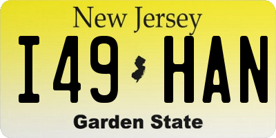 NJ license plate I49HAN