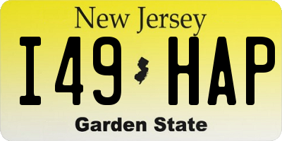 NJ license plate I49HAP