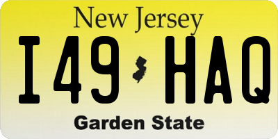 NJ license plate I49HAQ