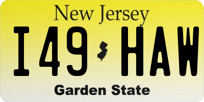 NJ license plate I49HAW