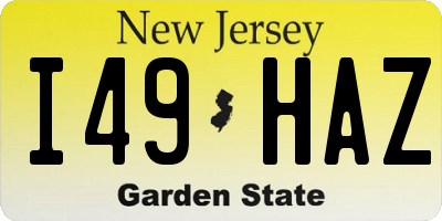 NJ license plate I49HAZ