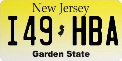 NJ license plate I49HBA
