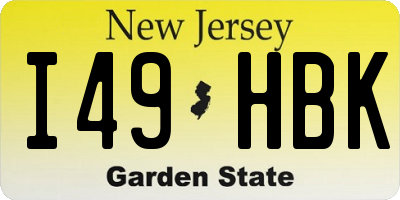 NJ license plate I49HBK