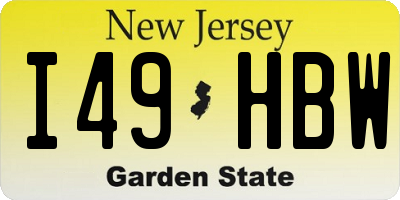 NJ license plate I49HBW