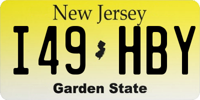 NJ license plate I49HBY