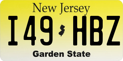 NJ license plate I49HBZ