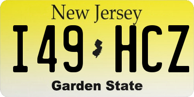 NJ license plate I49HCZ