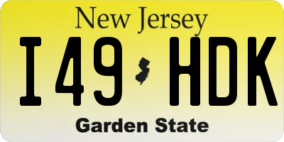 NJ license plate I49HDK