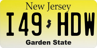 NJ license plate I49HDW