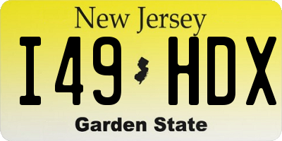 NJ license plate I49HDX