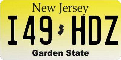 NJ license plate I49HDZ