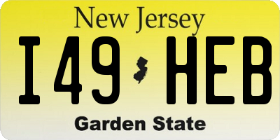 NJ license plate I49HEB