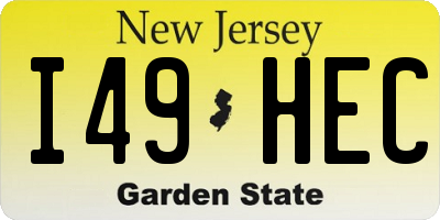 NJ license plate I49HEC