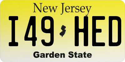 NJ license plate I49HED