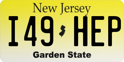 NJ license plate I49HEP