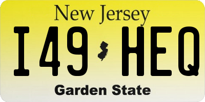 NJ license plate I49HEQ