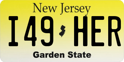NJ license plate I49HER