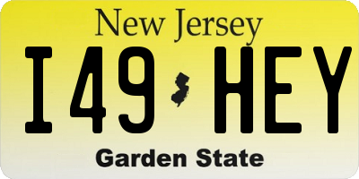 NJ license plate I49HEY
