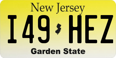 NJ license plate I49HEZ