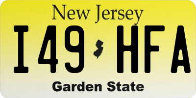 NJ license plate I49HFA