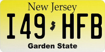 NJ license plate I49HFB