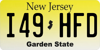 NJ license plate I49HFD