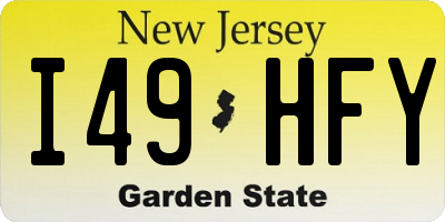 NJ license plate I49HFY