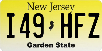 NJ license plate I49HFZ