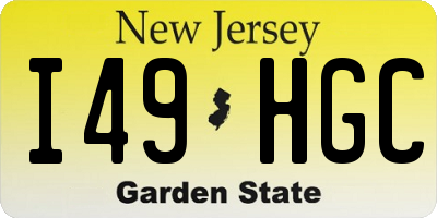 NJ license plate I49HGC