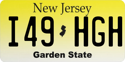 NJ license plate I49HGH