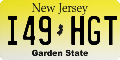 NJ license plate I49HGT