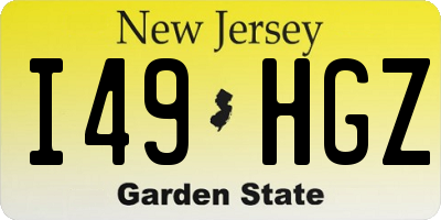NJ license plate I49HGZ