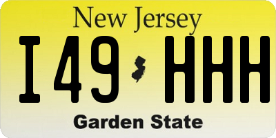 NJ license plate I49HHH