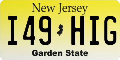NJ license plate I49HIG