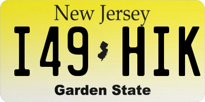 NJ license plate I49HIK