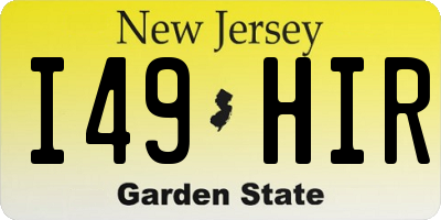 NJ license plate I49HIR