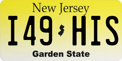 NJ license plate I49HIS