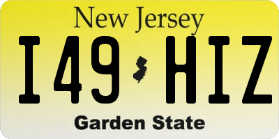 NJ license plate I49HIZ