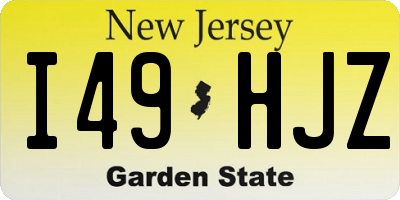 NJ license plate I49HJZ