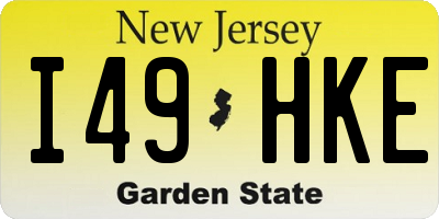 NJ license plate I49HKE